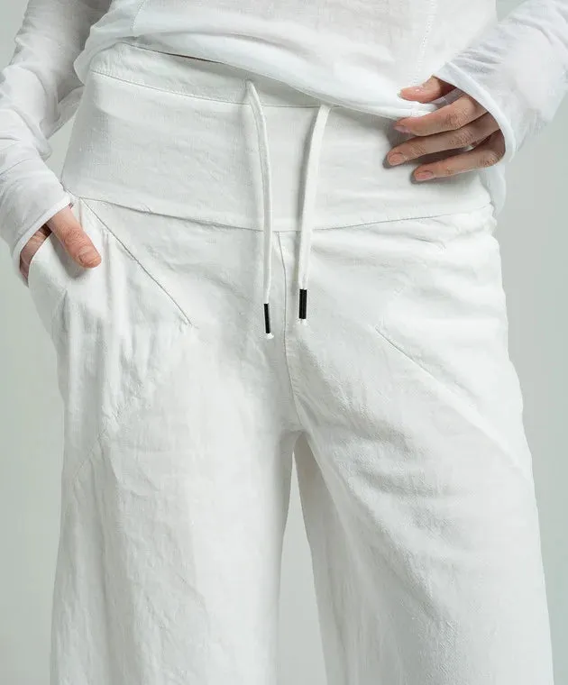 Linen Flared Trousers - Chalk