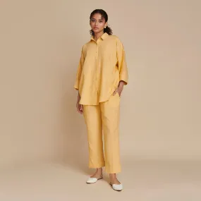 Linen Oversized Flared Shirt for Women | Yellow