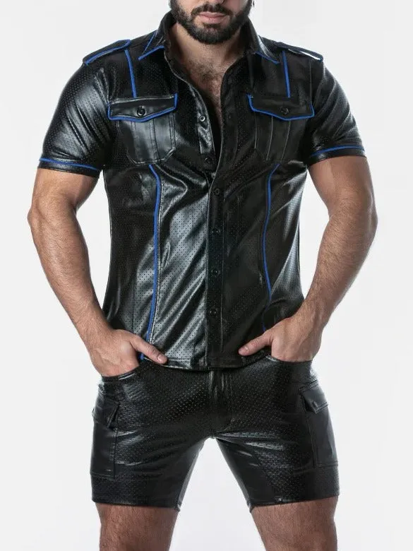 LOCKER GEAR RUB IT PUNCH HOLE LEATHERETTE SHIRT