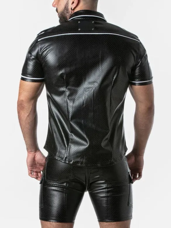 LOCKER GEAR RUB IT PUNCH HOLE LEATHERETTE SHIRT