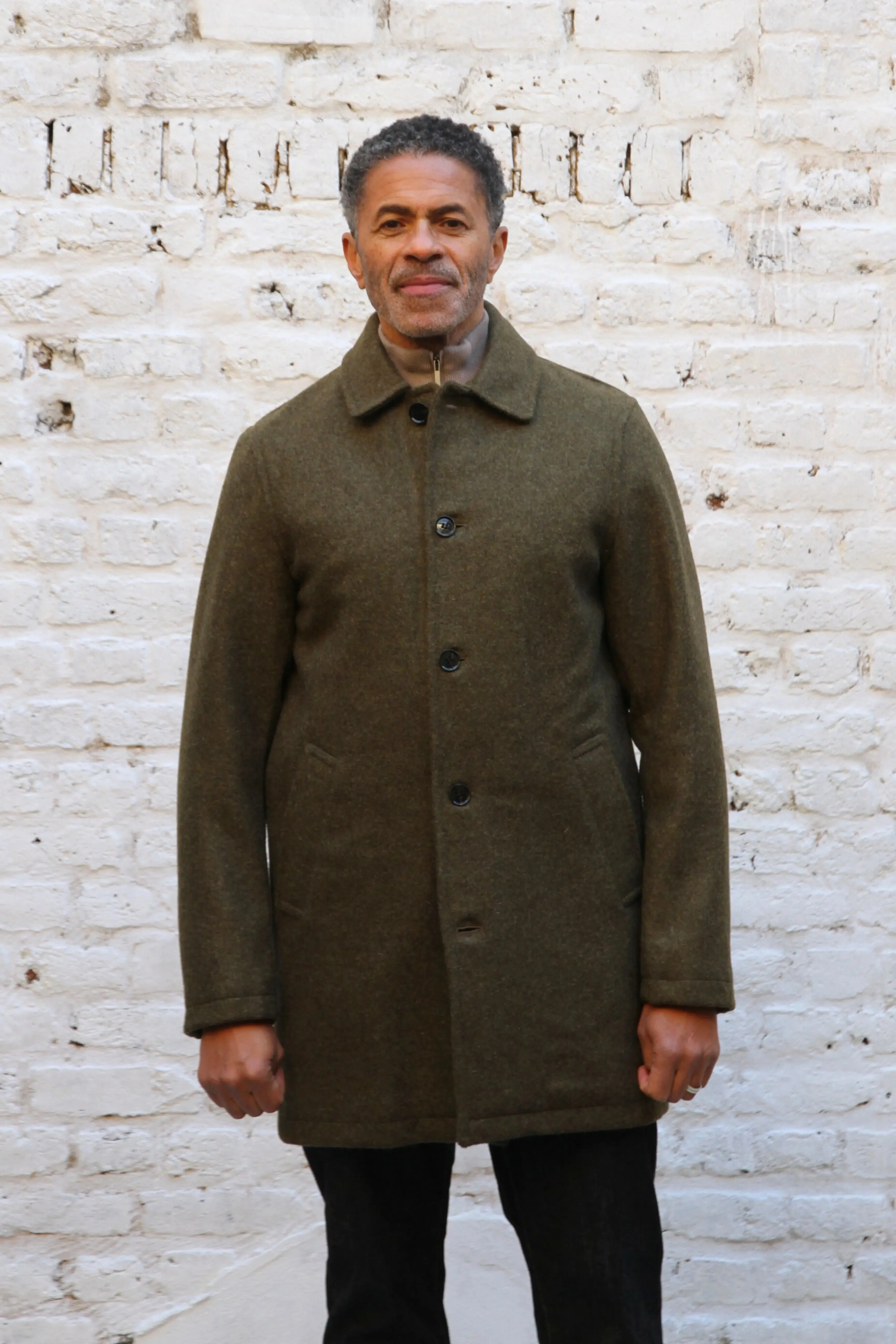 London Tab Lined Coat - Olive Felted