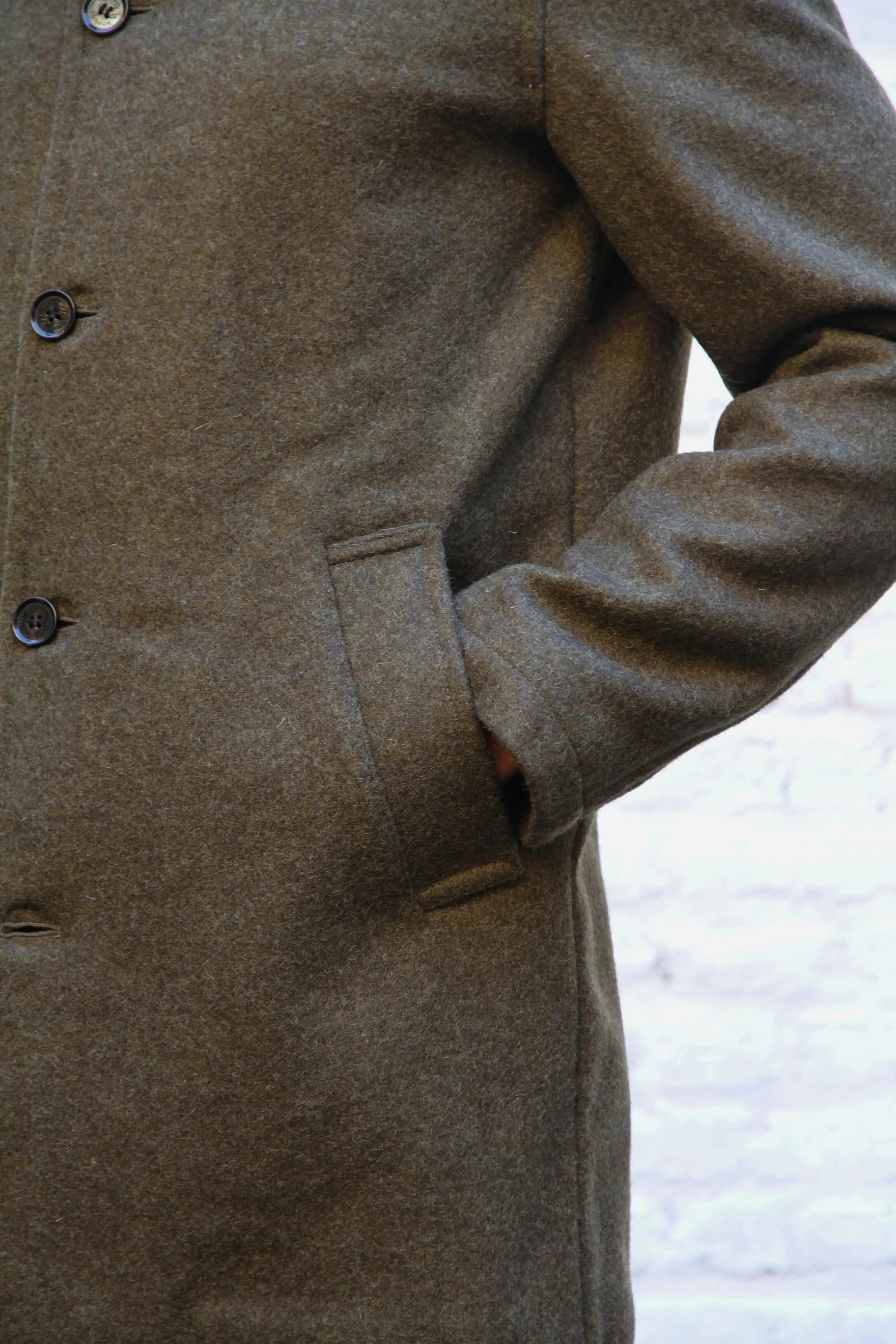 London Tab Lined Coat - Olive Felted