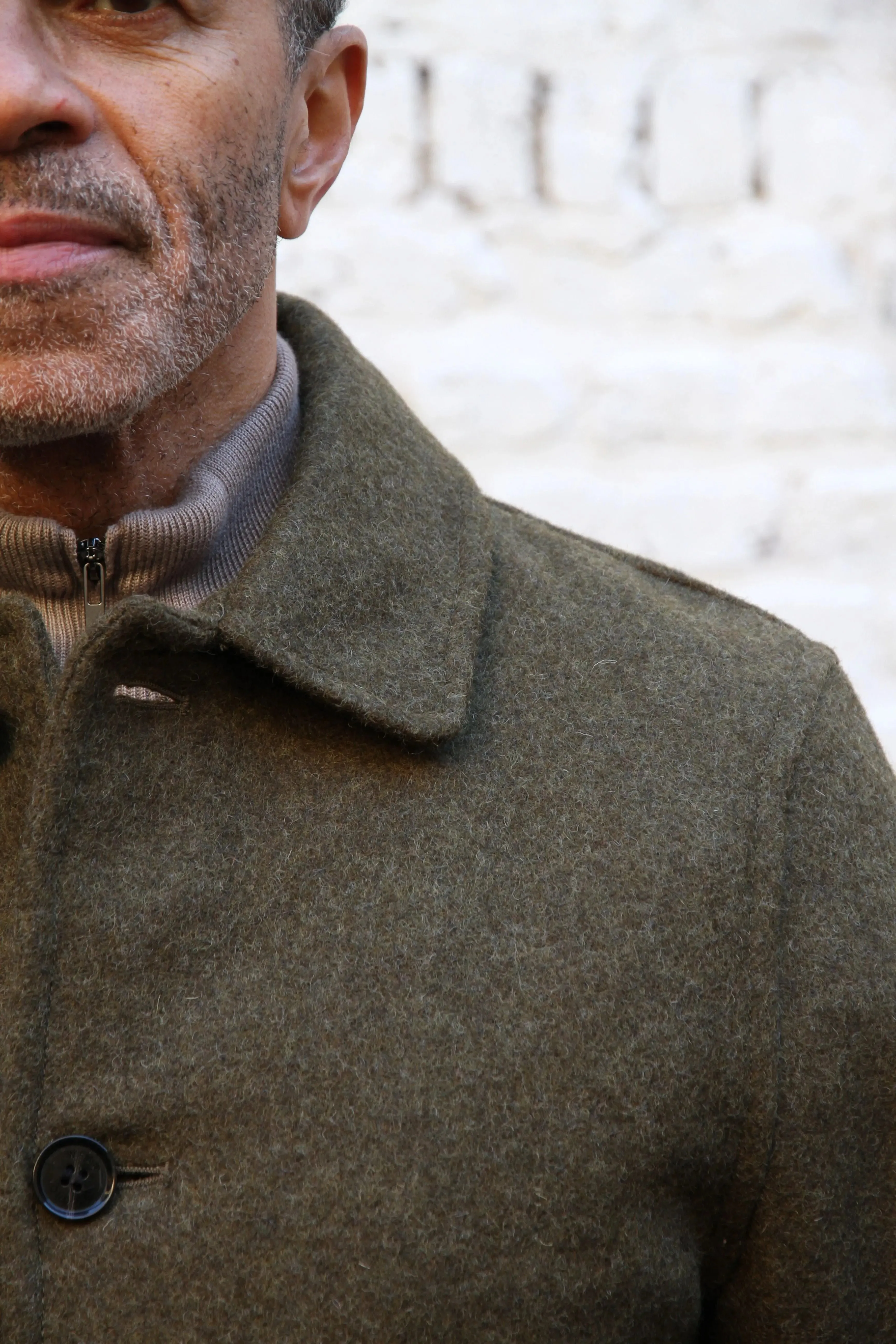 London Tab Lined Coat - Olive Felted