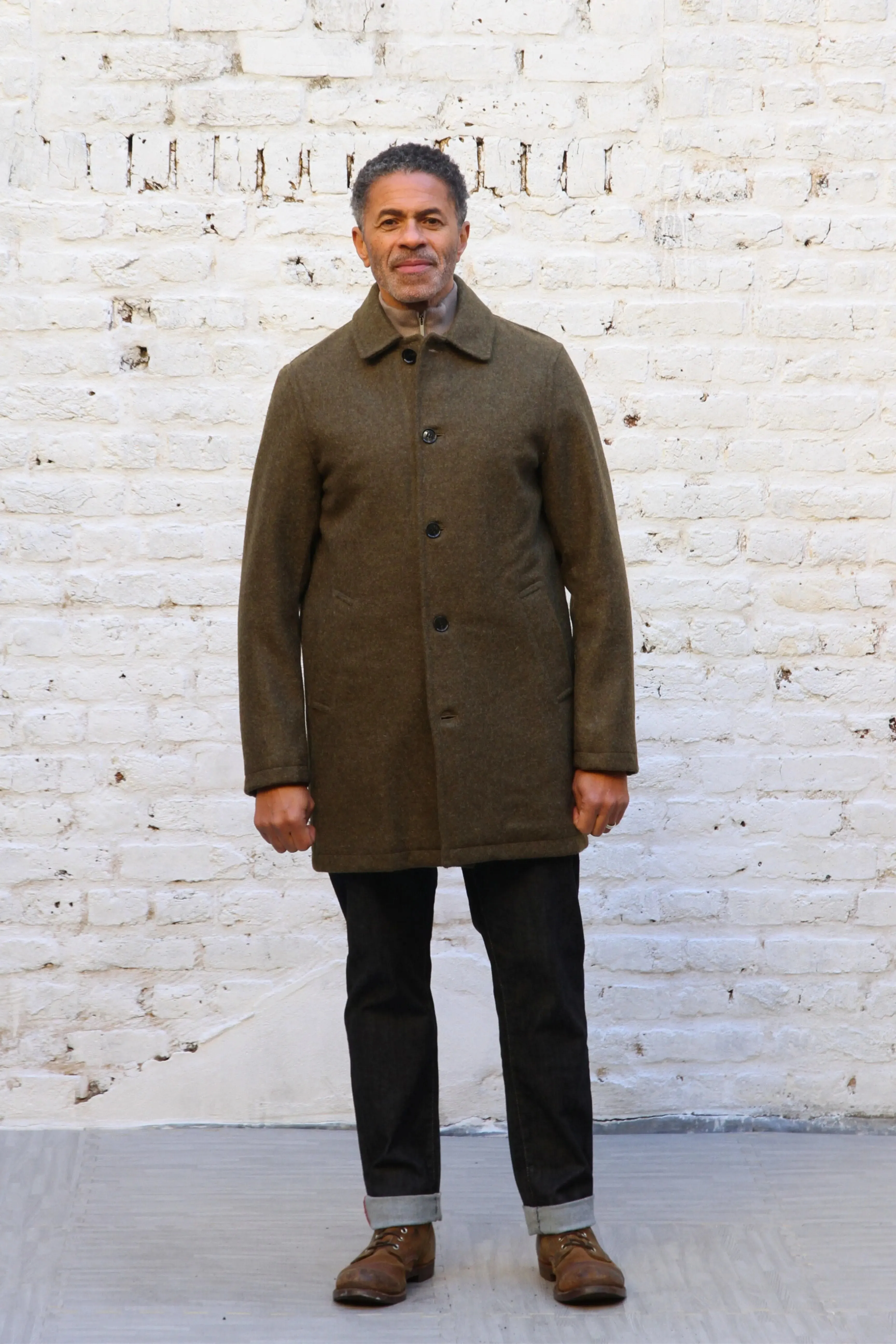 London Tab Lined Coat - Olive Felted