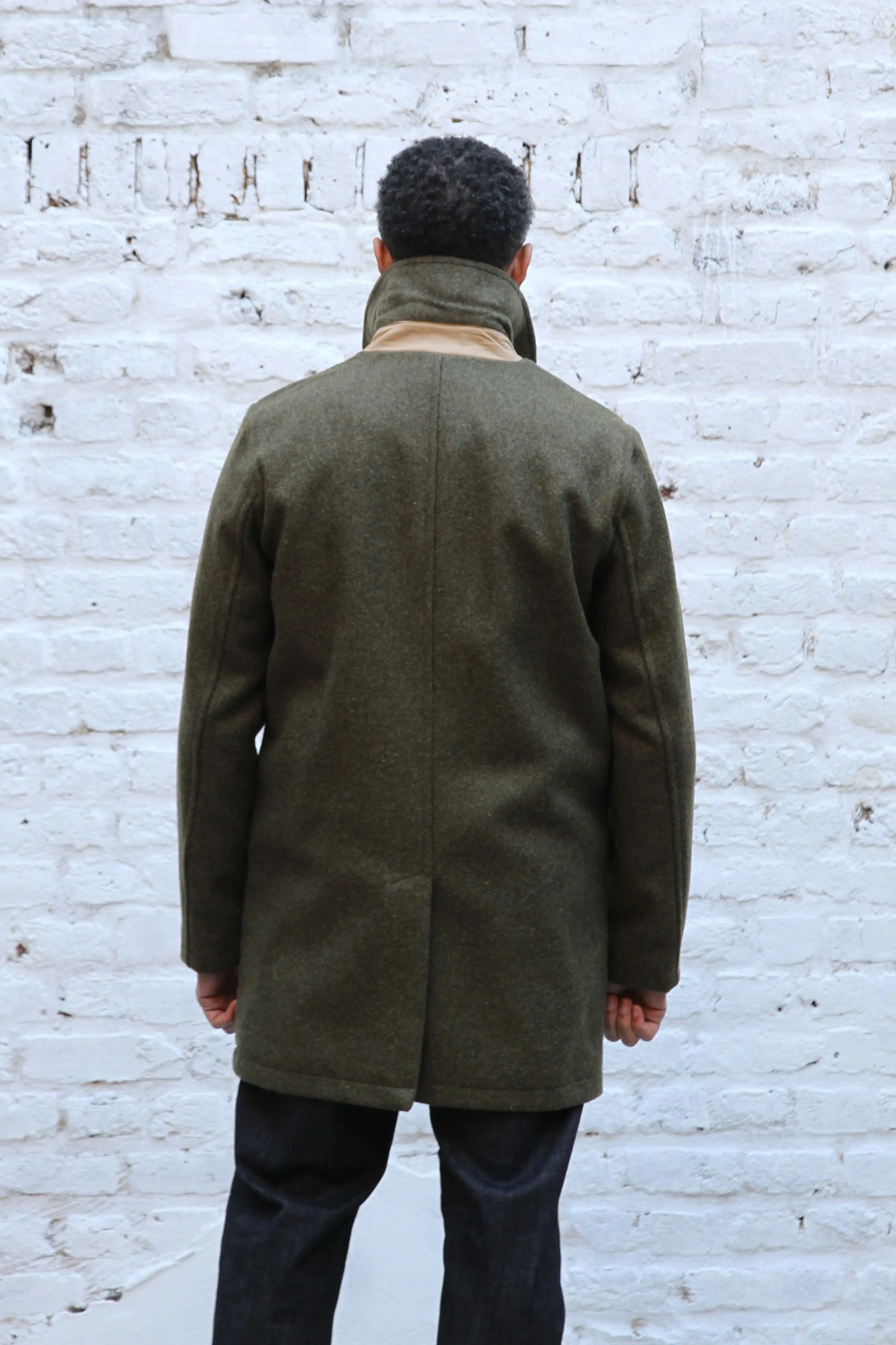 London Tab Lined Coat - Olive Felted