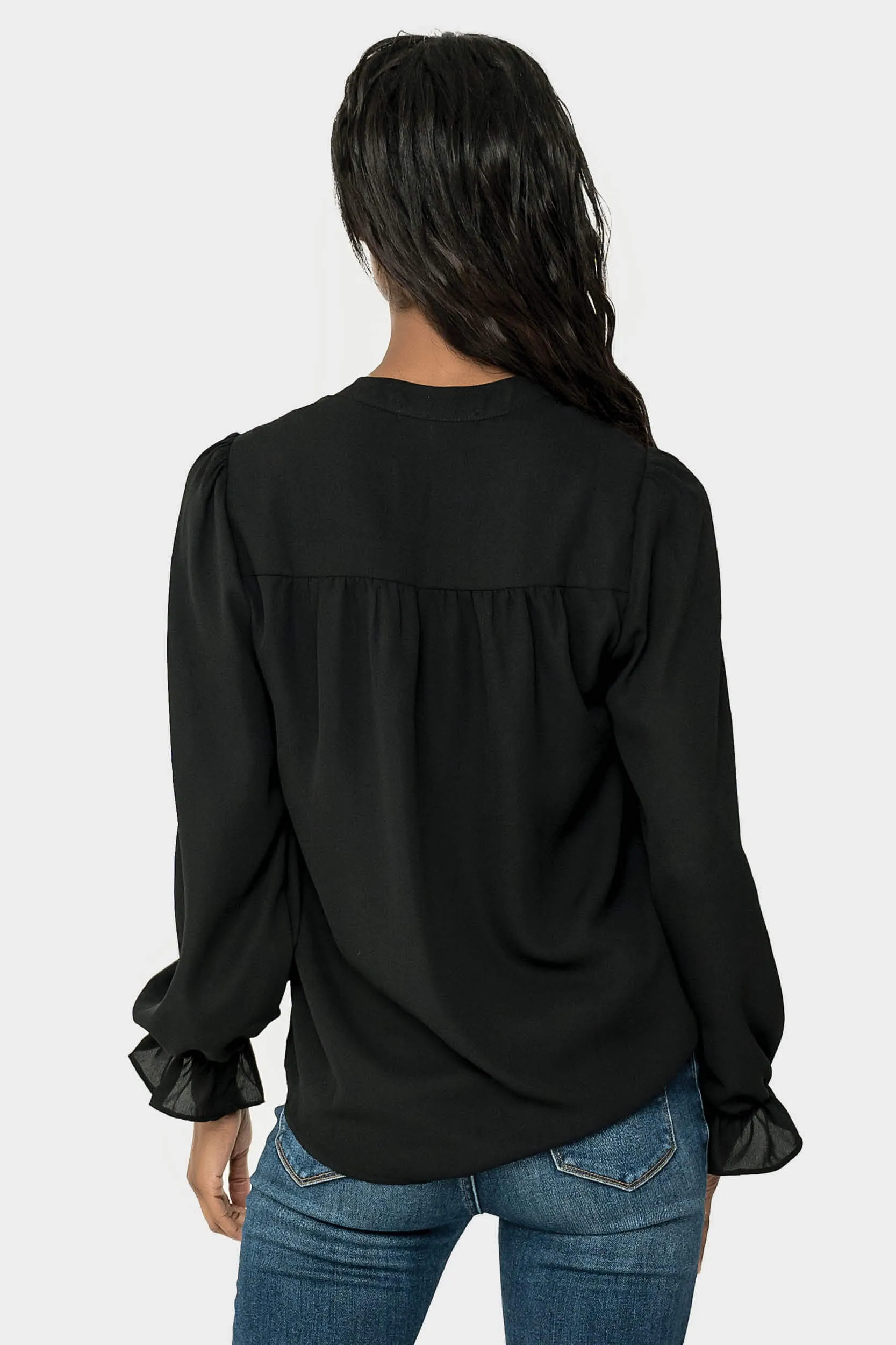 Long Sleeve Blouse with Ruffled Cuff