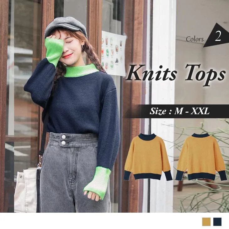 LONG SLEEVE HIGH NECK KNITS TOPS