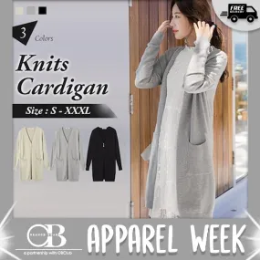 LONG SLEEVE LONG-LINE KNITS CARDIGAN