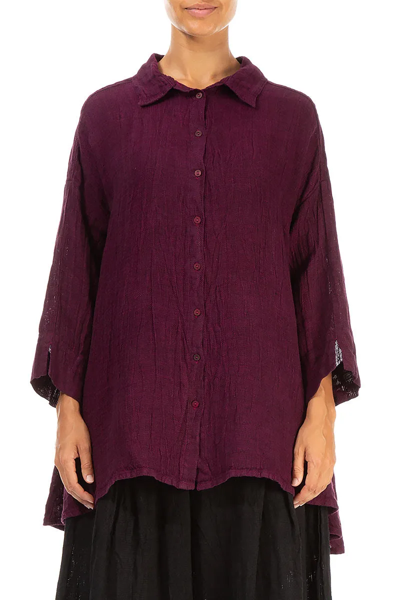 Loose Magenta Mélange Linen Shirt