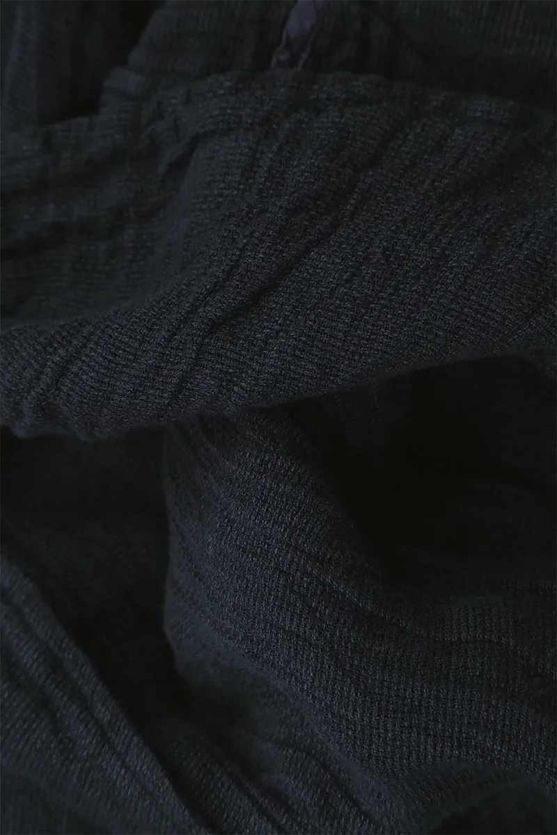 Loose Midnight Blue Textured Linen Shirt