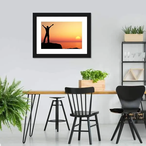 Man Greeting Sun Canvas Wall Art