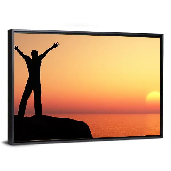 Man Greeting Sun Canvas Wall Art