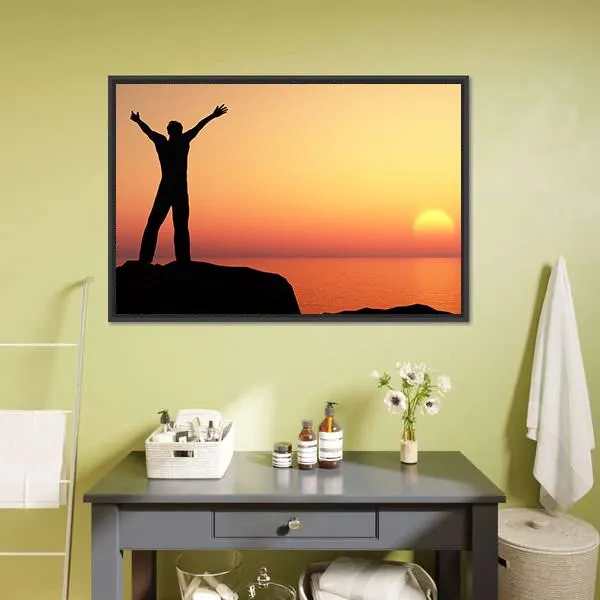 Man Greeting Sun Canvas Wall Art