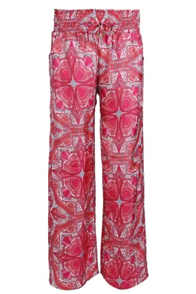 MANOLA Coral Print Silk Pants