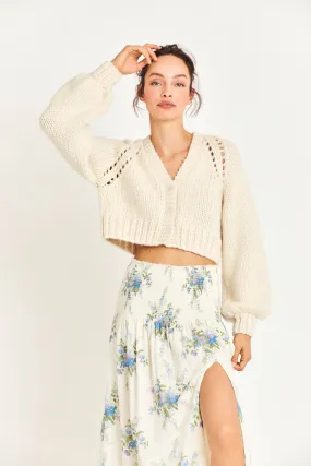 Marshe Crop Cardigan - ANTIQUE WHITE