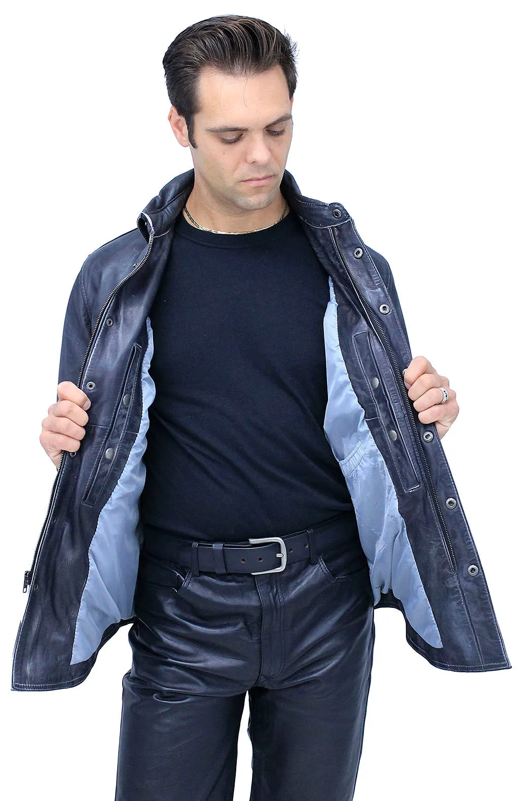 Men's Charcoal Gray Leather Shirt #MS24806GGY