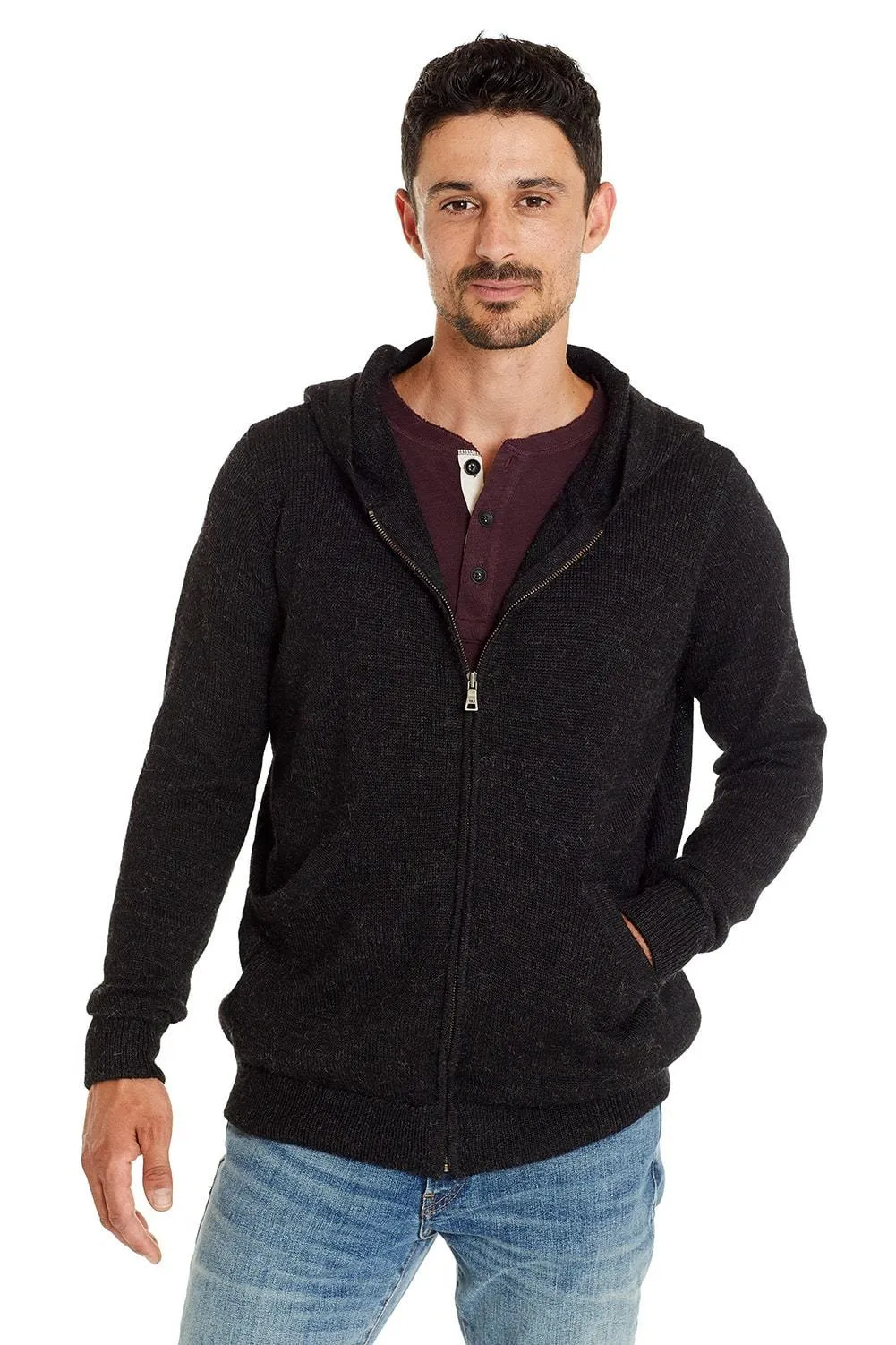 Men's Classic Alpaca Hoodie Cardigan