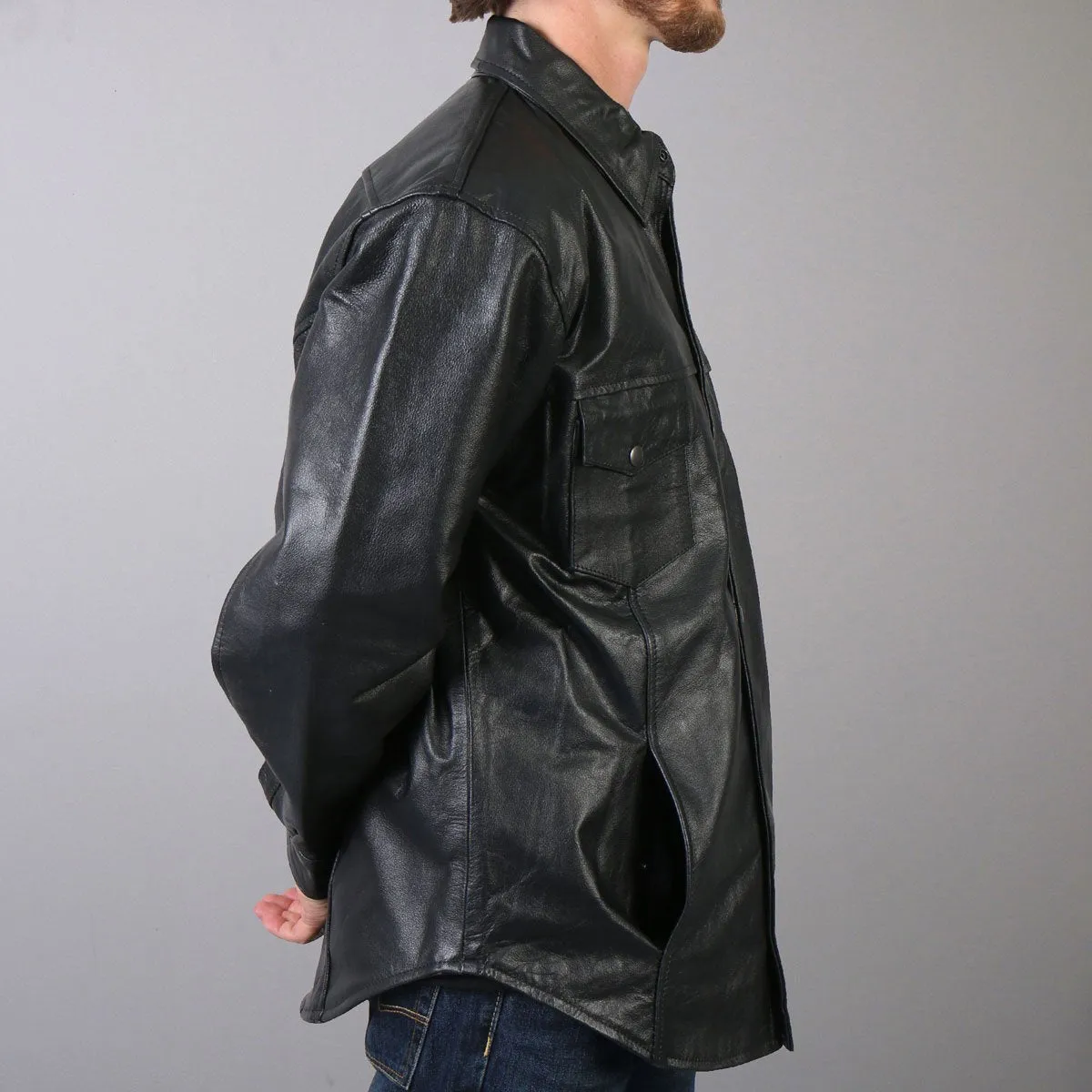 Men's Leather Biker Shirt, LCS1001-HL