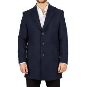 Men's Overcoat Notched Lapel Collar Wool Blend Classic Trench Coat Winter Jacket