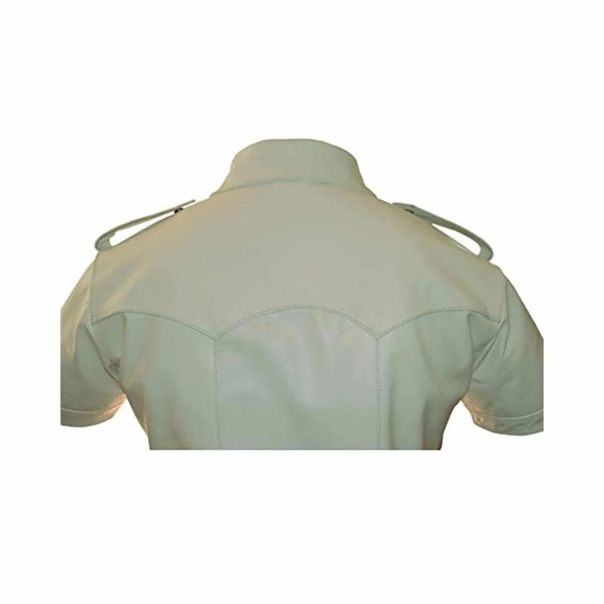 Mens Police Uniform Style Shirt White Cow Leather - (Pshs-Wht)