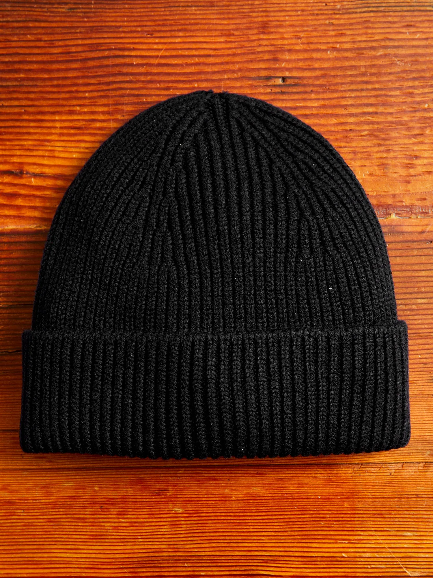 Merino Wool Watch Cap Beanie in Black