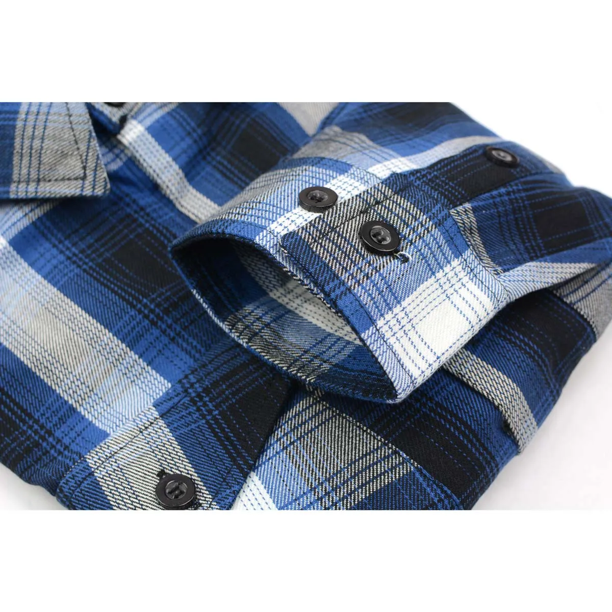 Milwaukee Leather Men's Flannel Plaid Shirt Blue and White Long Sleeve