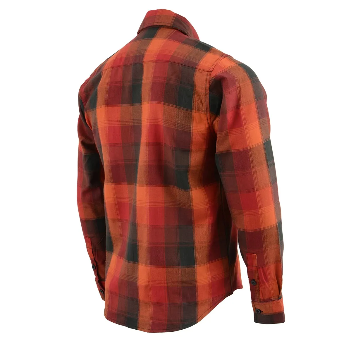 Milwaukee Leather Men's Flannel Plaid Shirt Orange with Red and Black