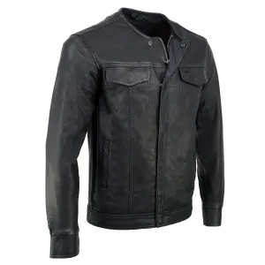 Milwaukee Leather MLM1607 Men's Collarless Black Premium Goat Skin