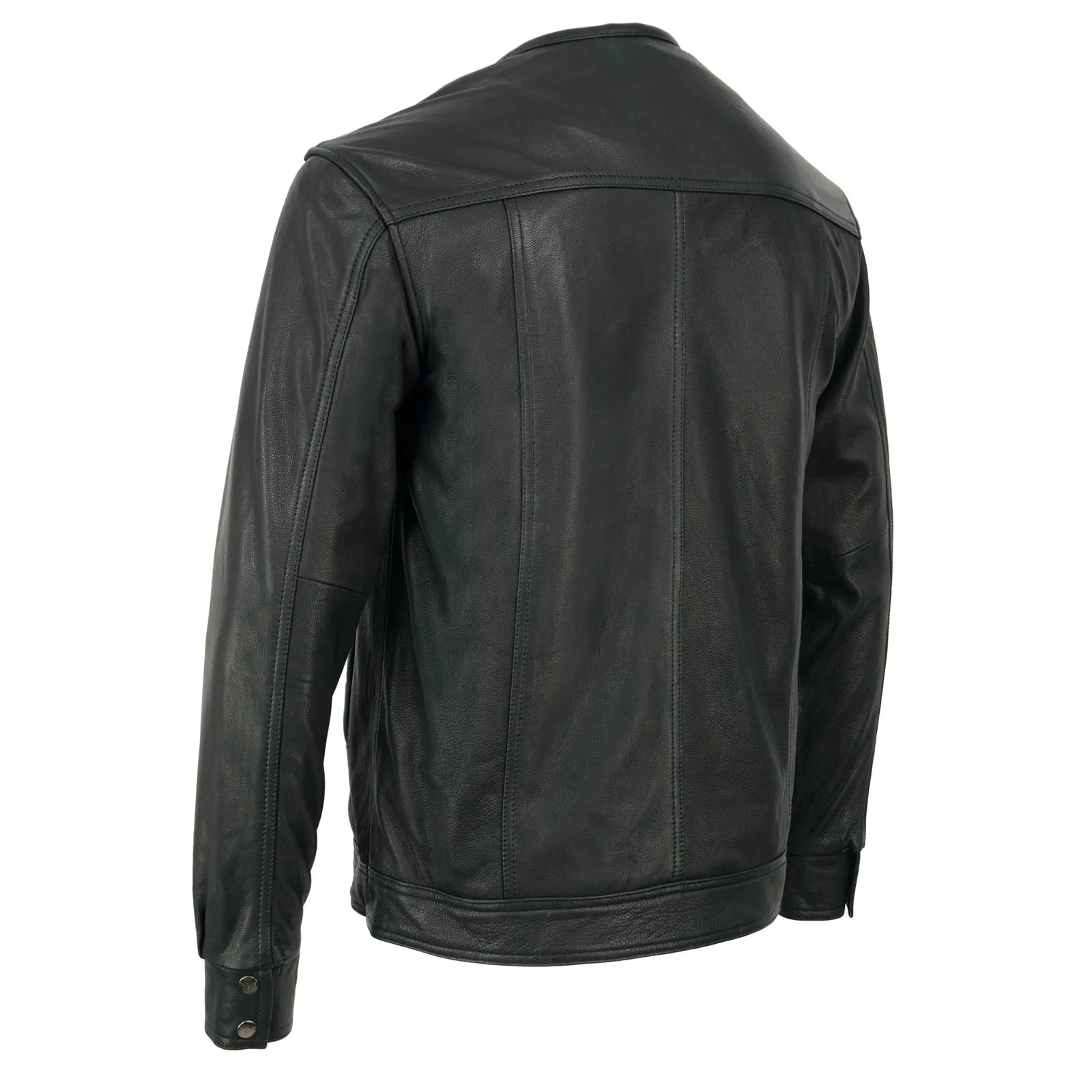 Milwaukee Leather MLM1607 Men's Collarless Black Premium Goat Skin