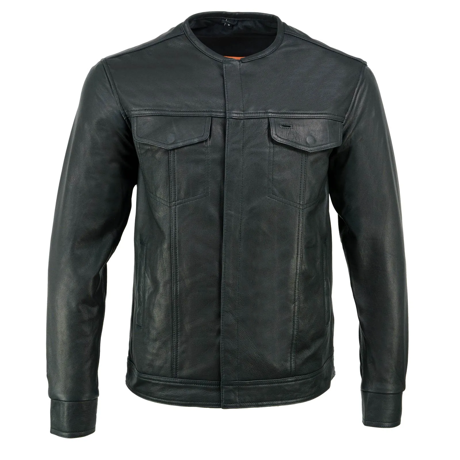 Milwaukee Leather MLM1607 Men's Collarless Black Premium Goat Skin