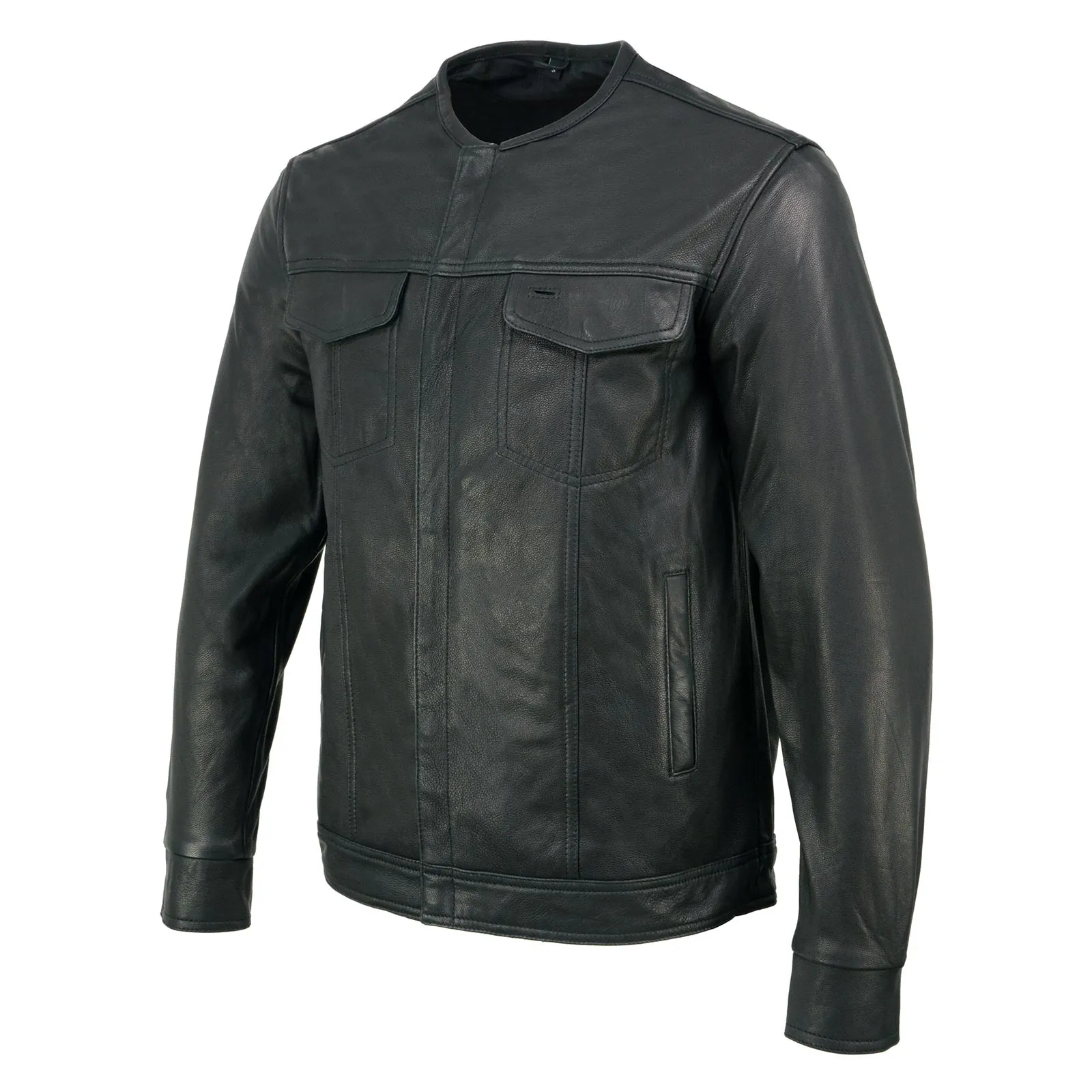 Milwaukee Leather MLM1607 Men's Collarless Black Premium Goat Skin