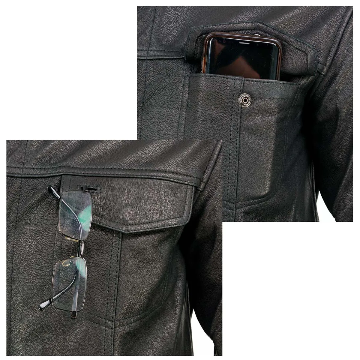 Milwaukee Leather MLM1607 Men's Collarless Black Premium Goat Skin