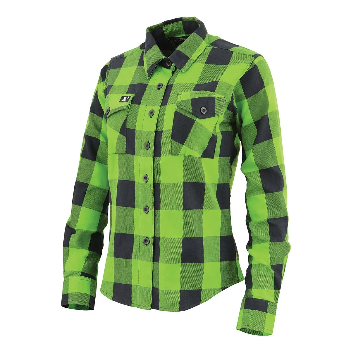 Milwaukee Leather MNG21606 Women's Casual Lime Green and Black Long Sleeve Cotton Casual Flannel Shirt