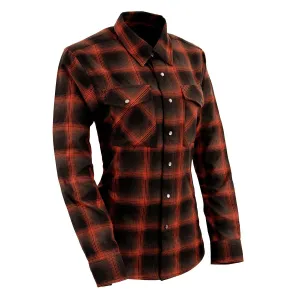 Milwaukee Leather MNG21607 Women's Casual Red and Black Long Sleeve Cotton Casual Flannel Shirt