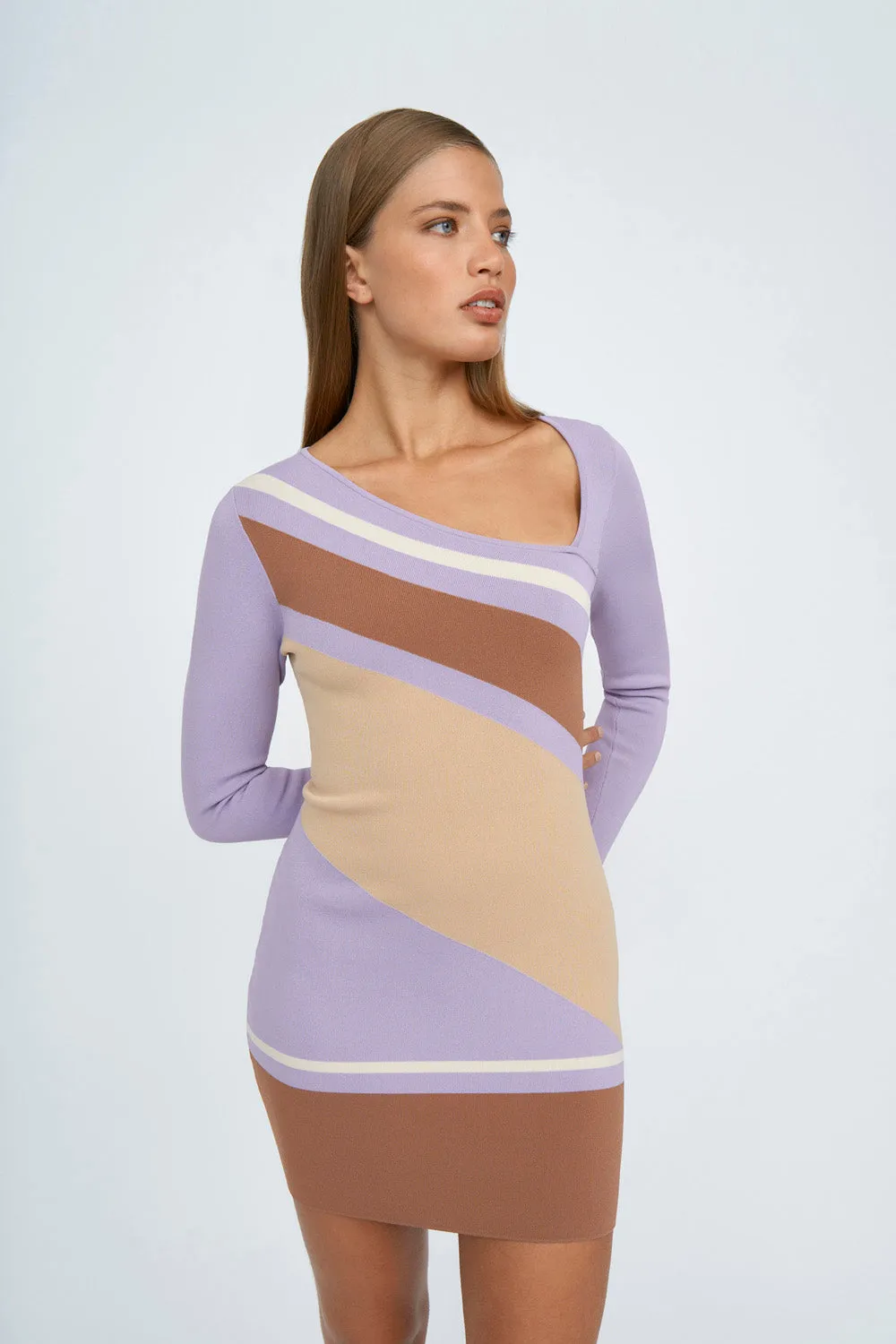 Monte Stripe Mini Dress | Final Sale - Lilac Sand Coffee