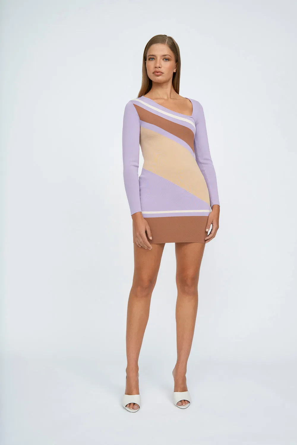 Monte Stripe Mini Dress | Final Sale - Lilac Sand Coffee