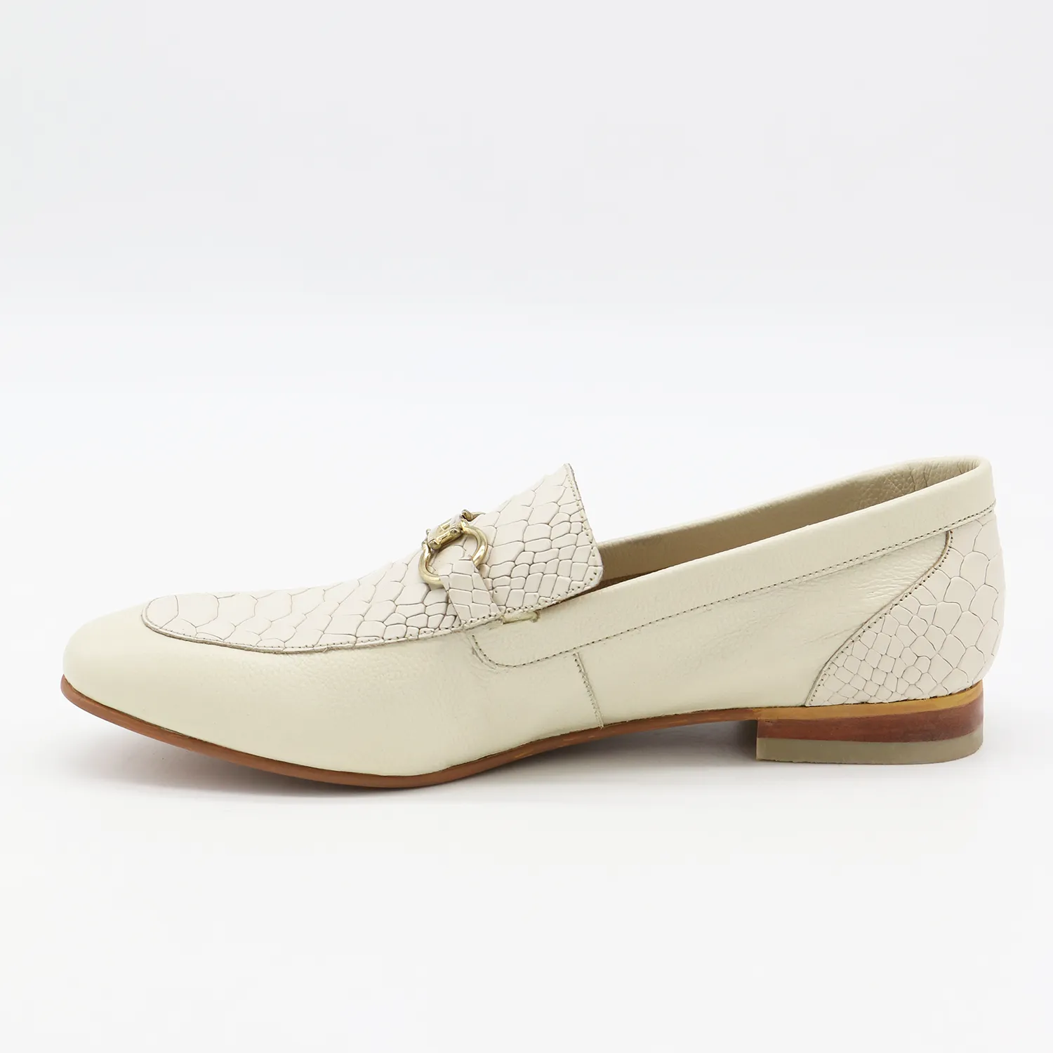 Natural loafers in off white leather womens shoes