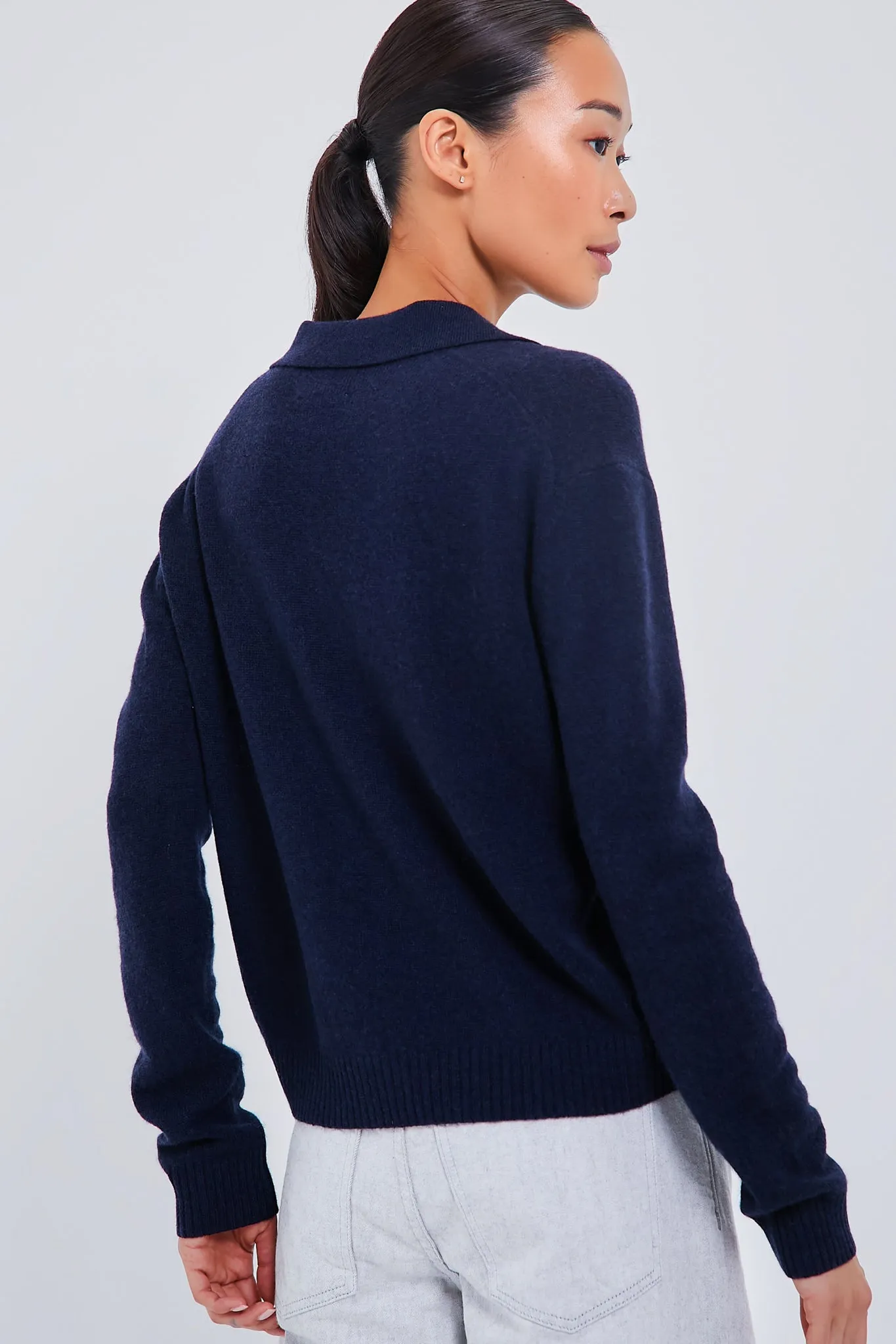 Navy Cashmere Cassidy Polo Sweater