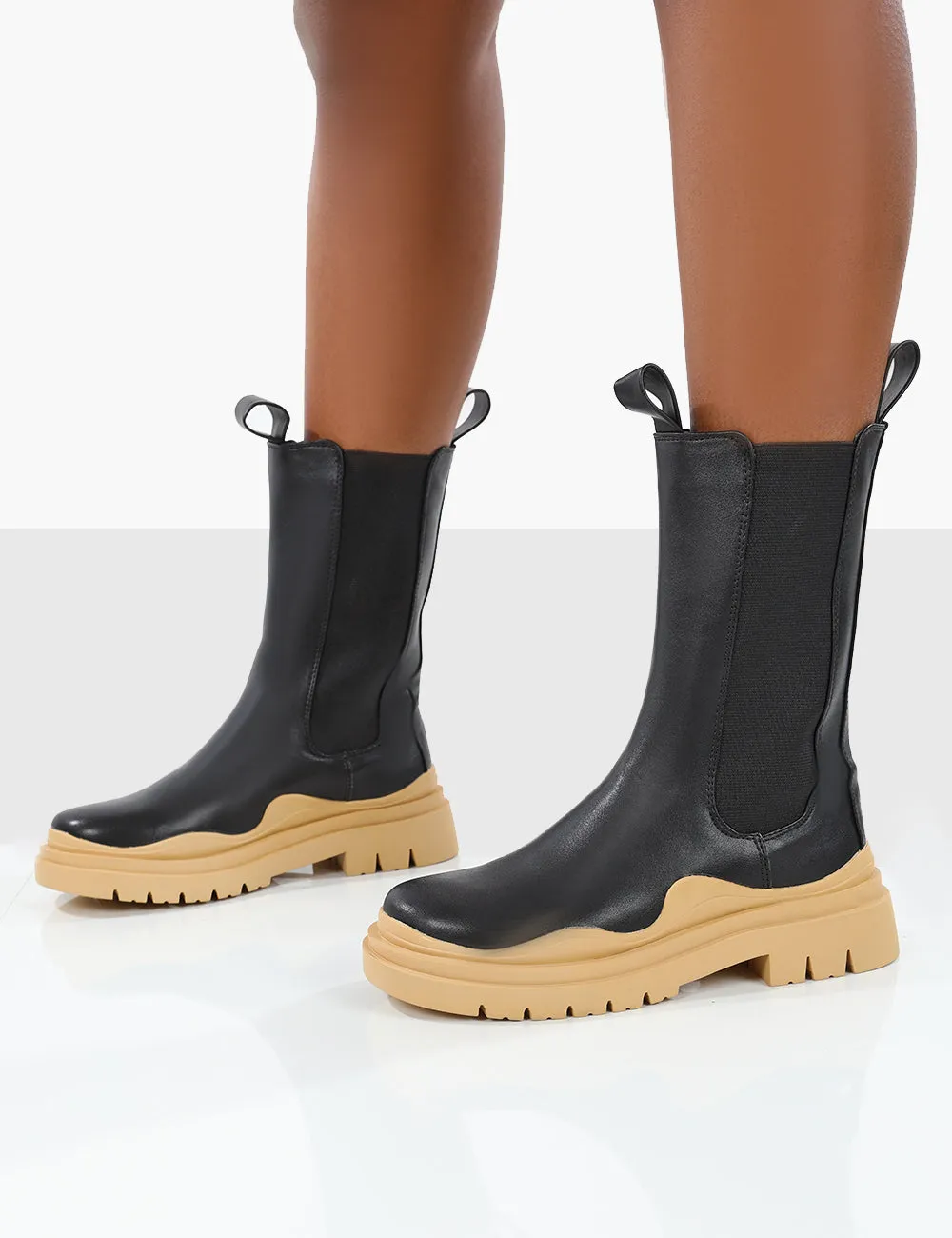 Oakley Black and Butter Platform Chunky Sole Ankle Boots