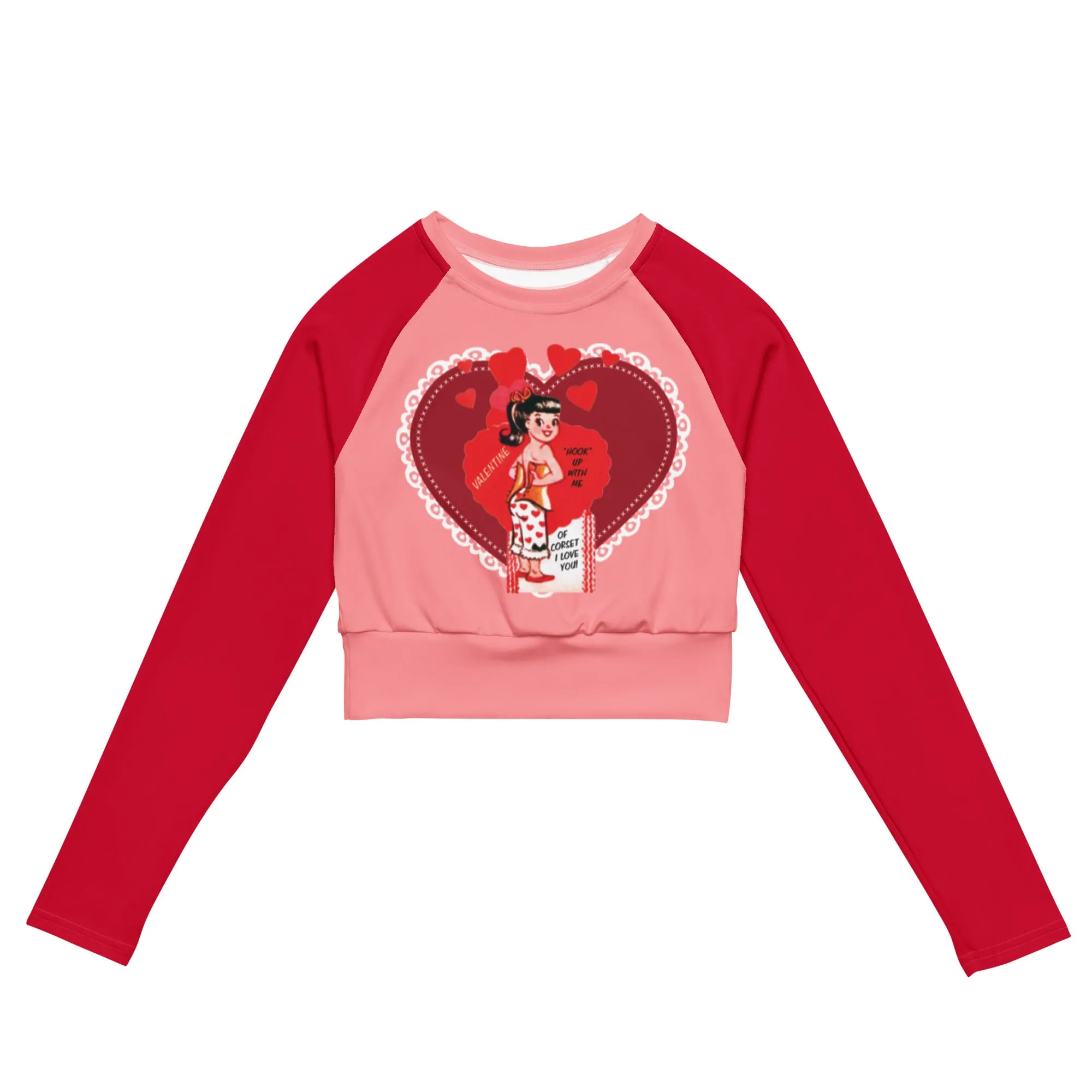 Of Corset I Love You Long Sleeve Crop Top