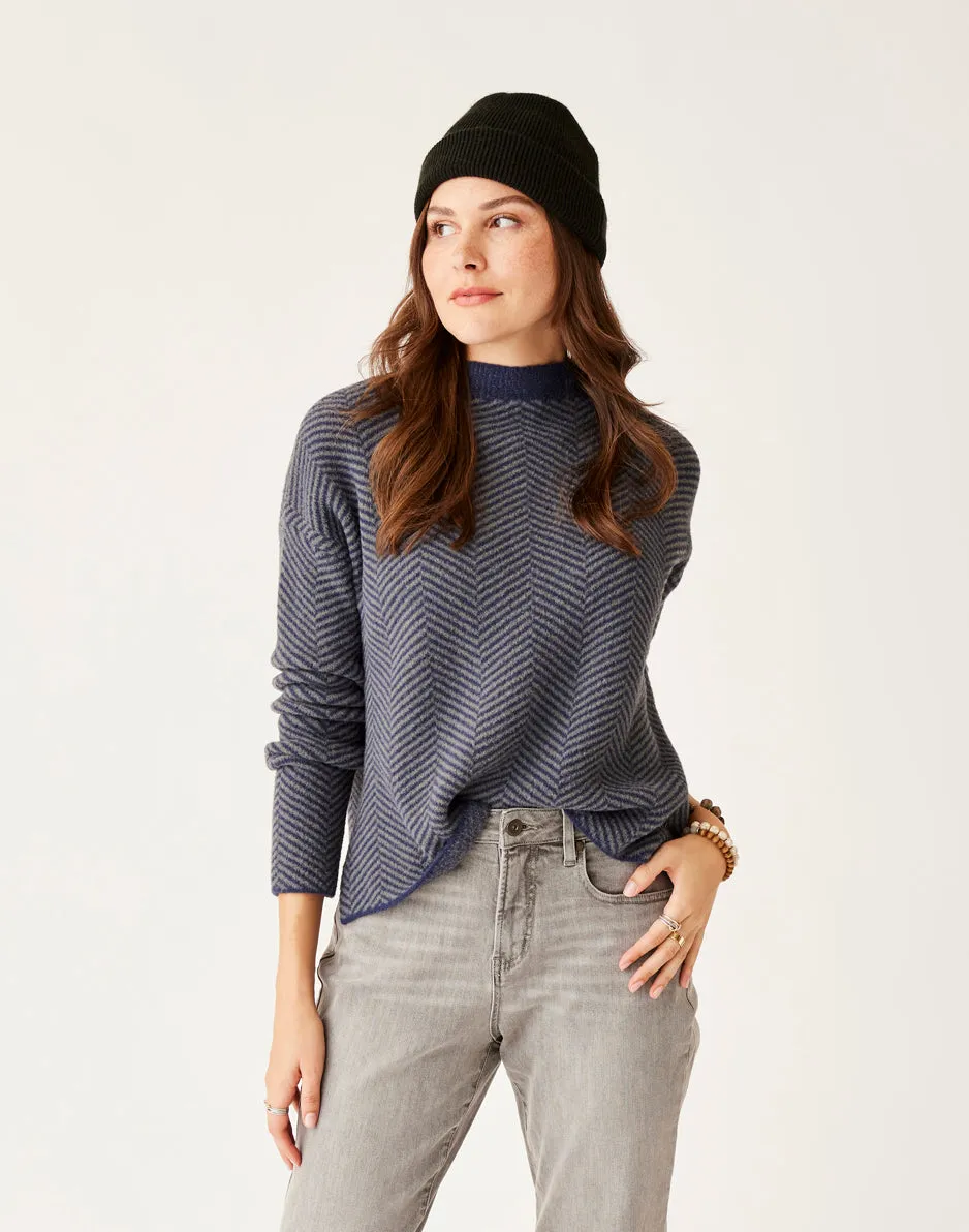 Olivia Plush Sweater: Navy Herringbone