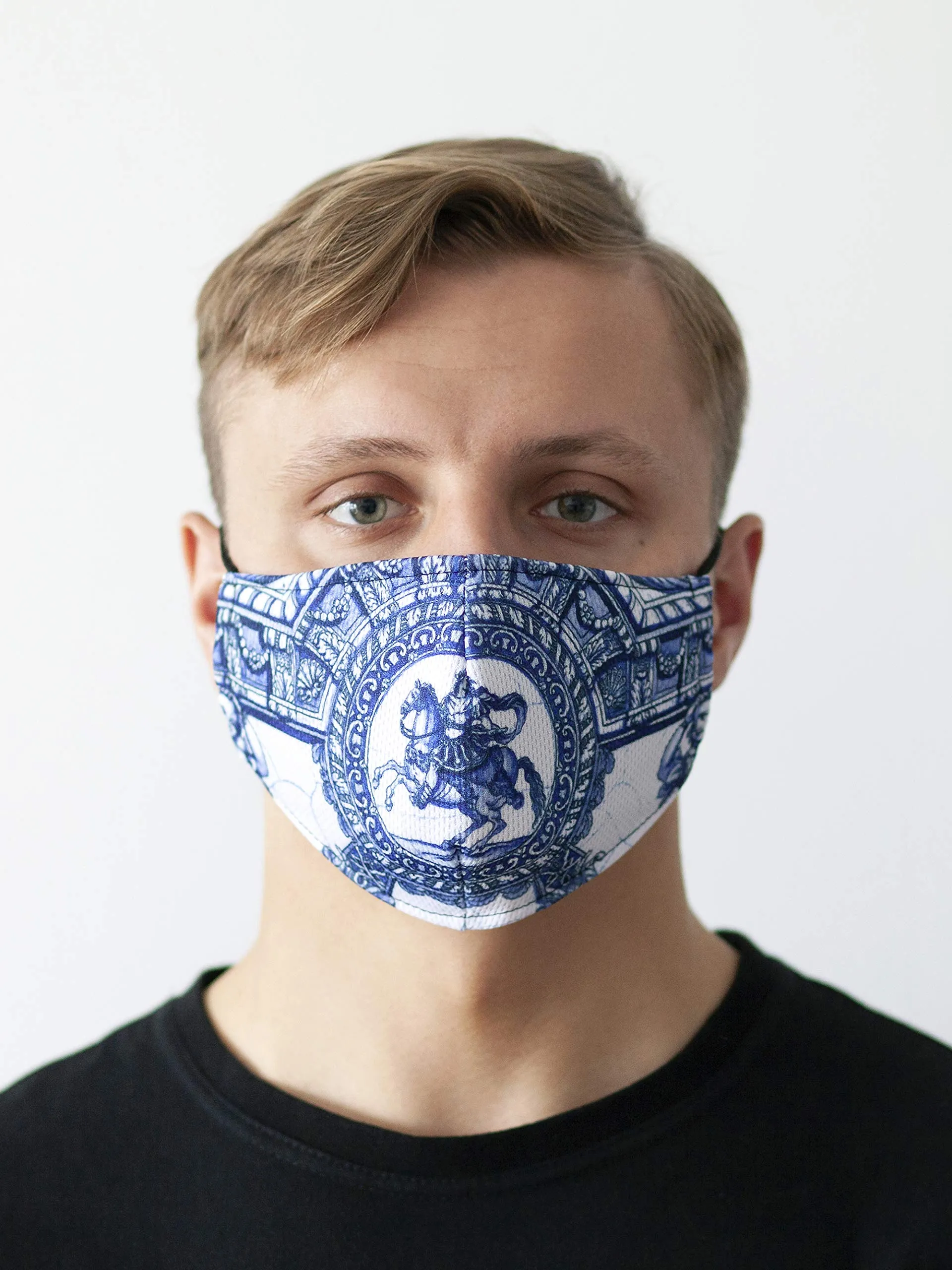 Patterned Face Mask Printed Cover Reusable World Art Series (Delft)