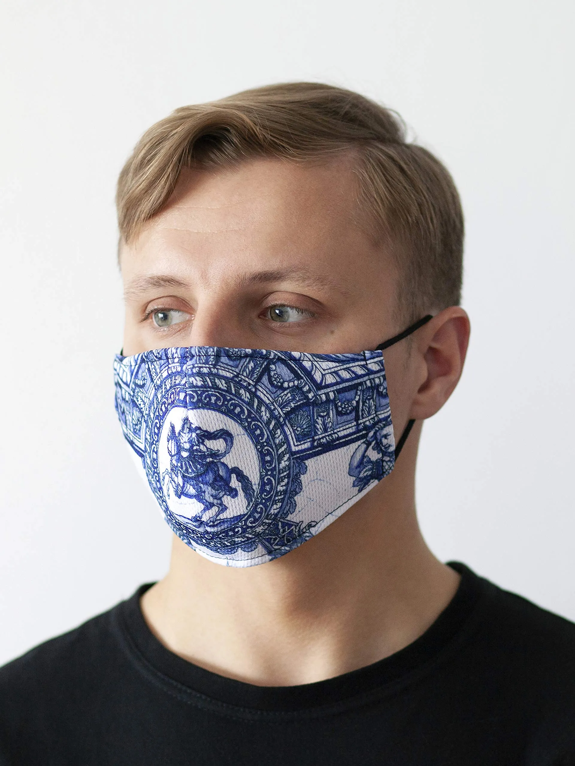 Patterned Face Mask Printed Cover Reusable World Art Series (Delft)