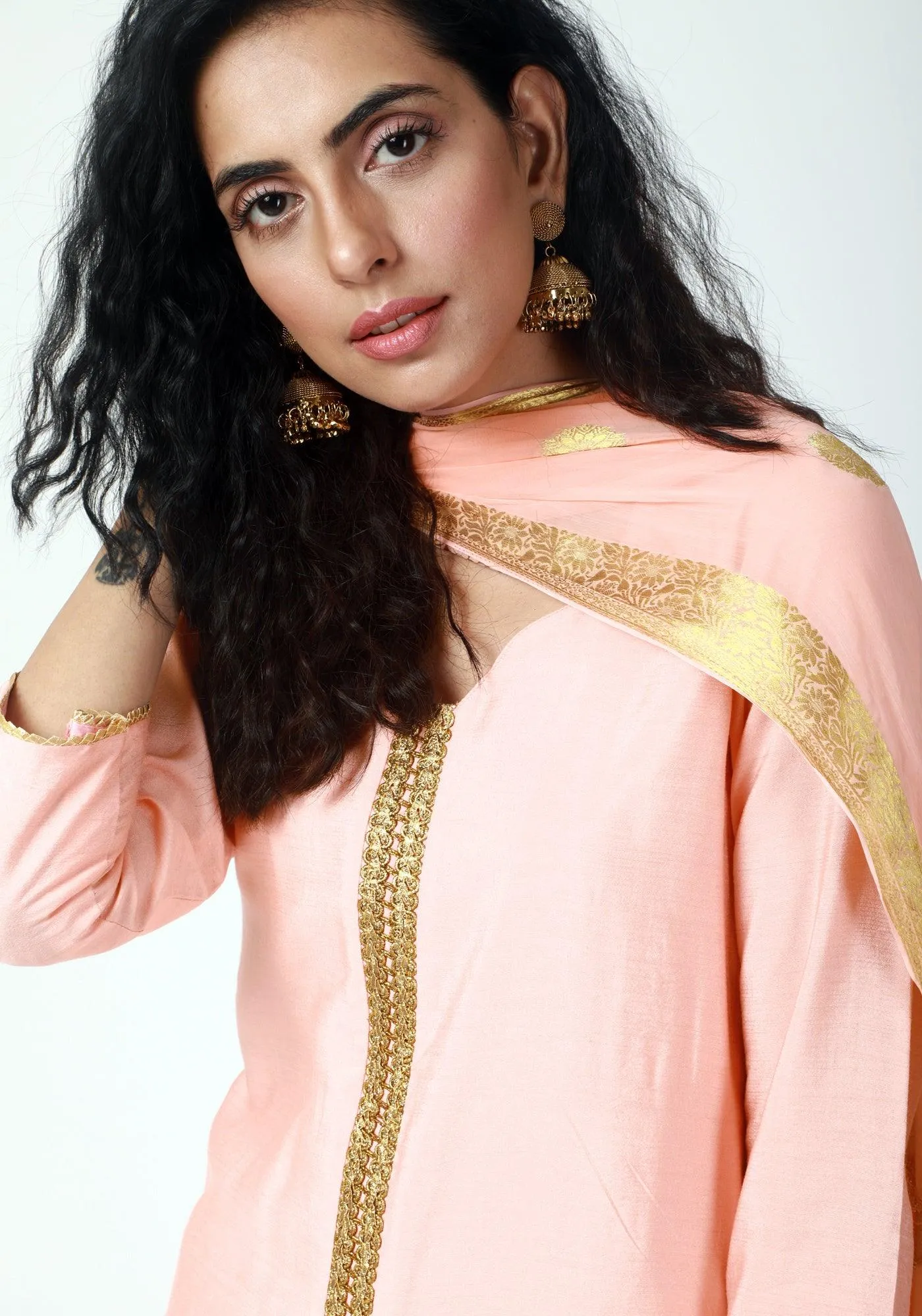 Peach Gota Kurta-Pant-Dupatta