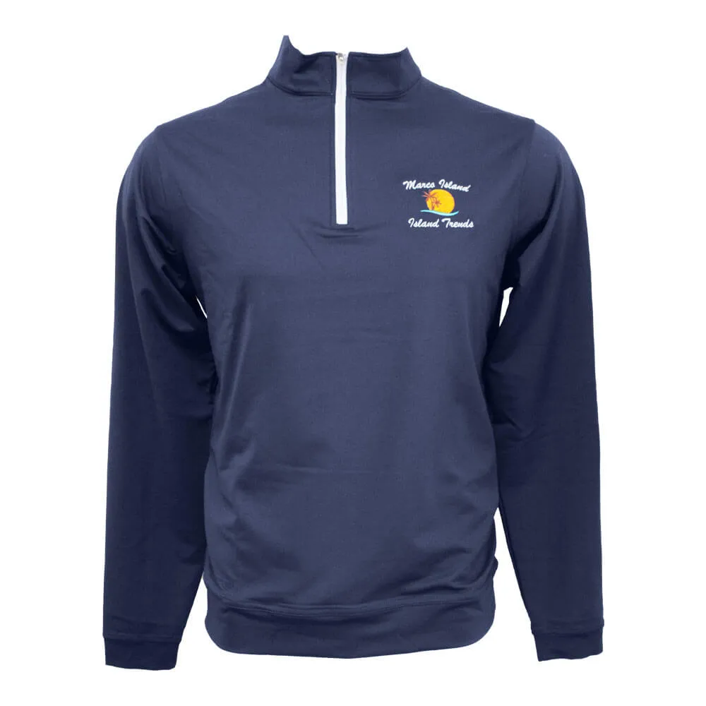 Peter Millar Marco Island Sunshine Perth Performance 1/4 Zip Pullover Sweater - Navy