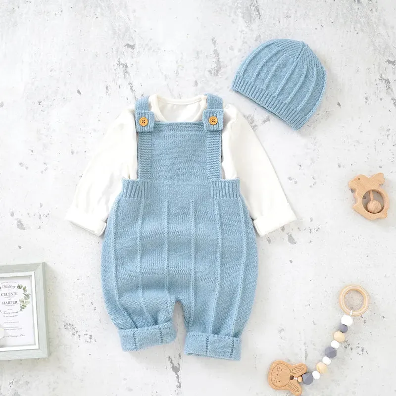 Petite Knit® Strap Baby Romper & Hat Set