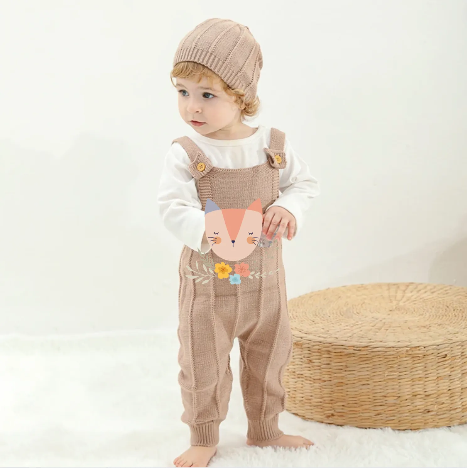 Petite Knit® Strap Baby Romper & Hat Set