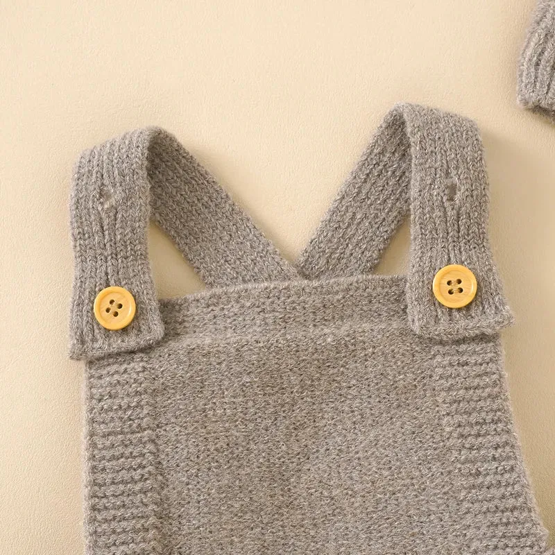 Petite Knit® Strap Baby Romper & Hat Set