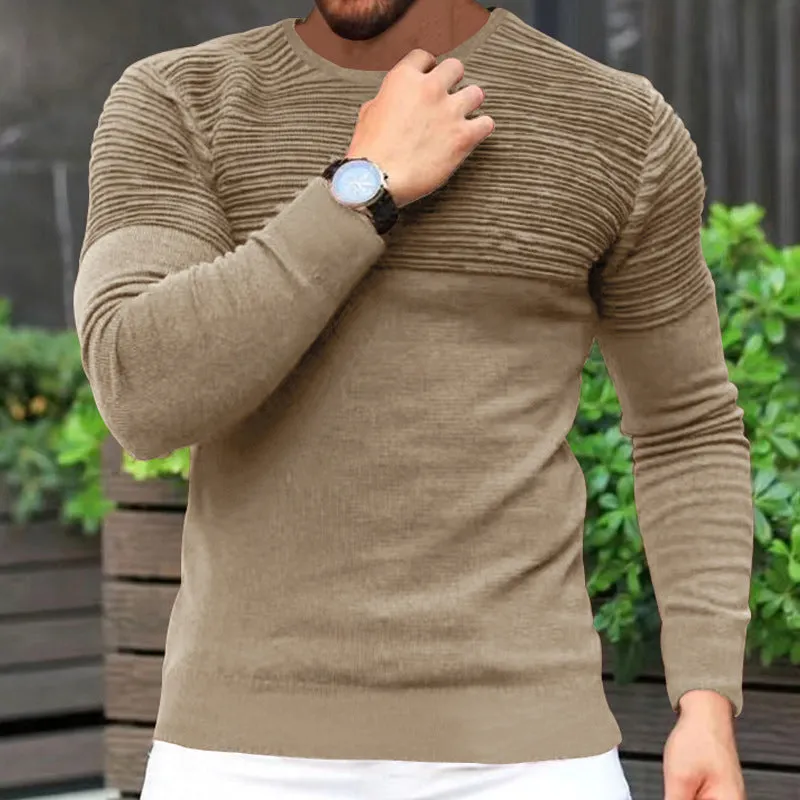 Pleated Solid Colour Stretch-slim Sports Sweater