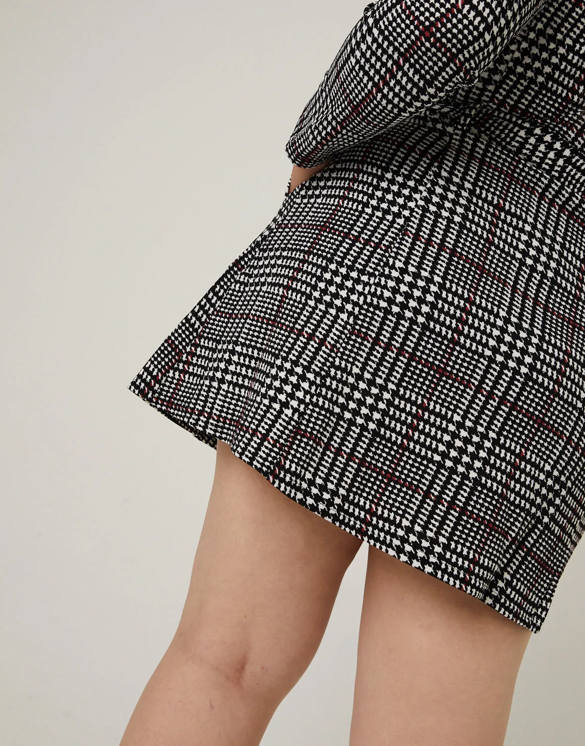 Plus Size High Neck Plaid Dress